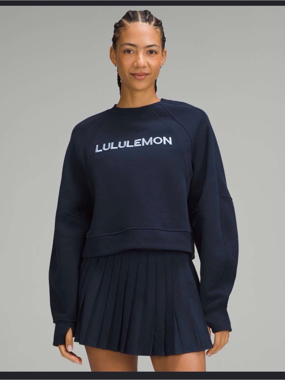 lululemon athletica oversized Navy scuba crewneck wordmark